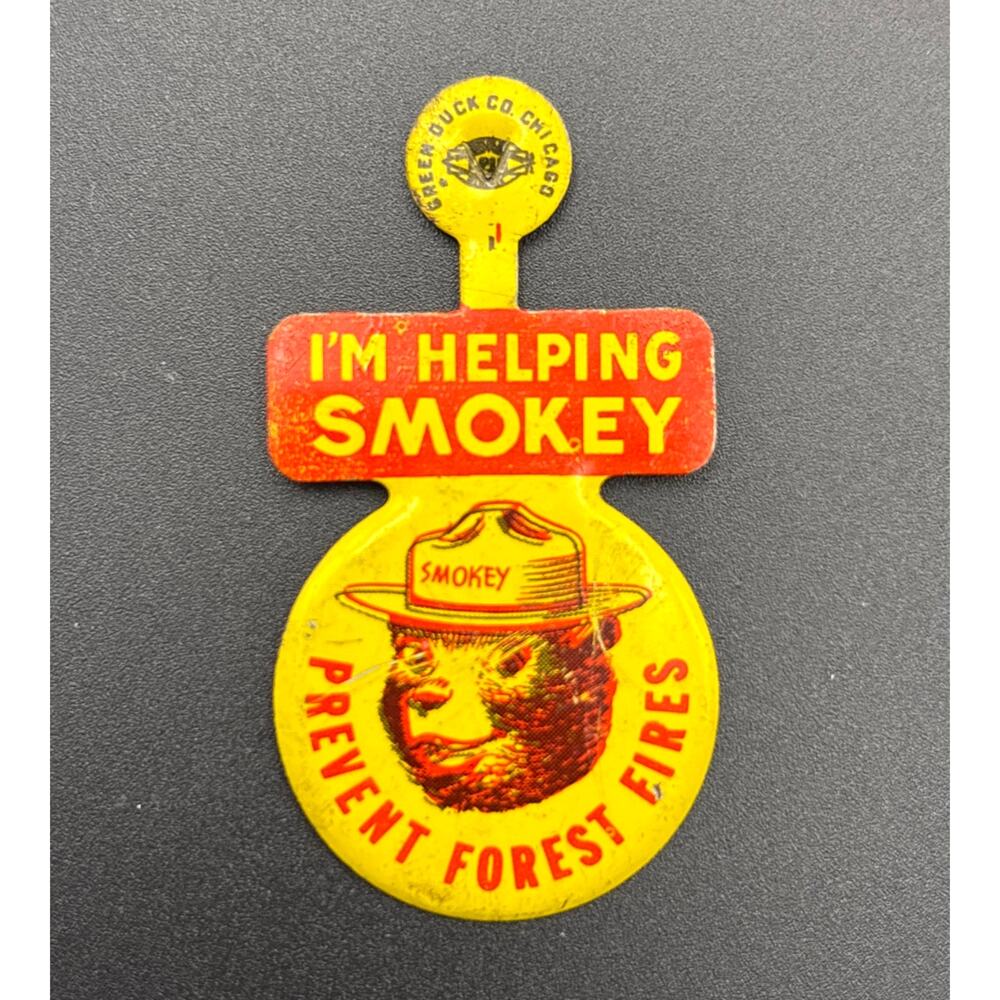 Vintage Smokey The Bear Prevent Forest Fires Metal Lapel Clip 1950s/1960s
